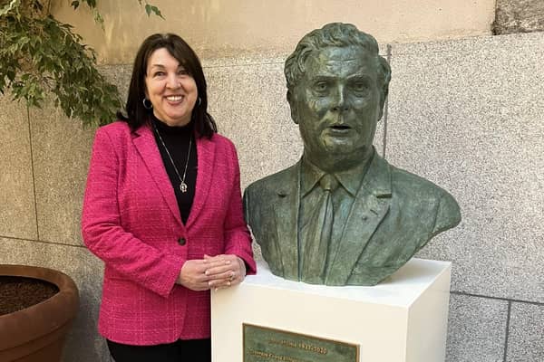 Claire Cronin at the unveiling of a bust of John Hume at Leinster House two weeks ago. The bust was created by sculptor Elizabeth O'Kane and depicts Hume in his early 40s.