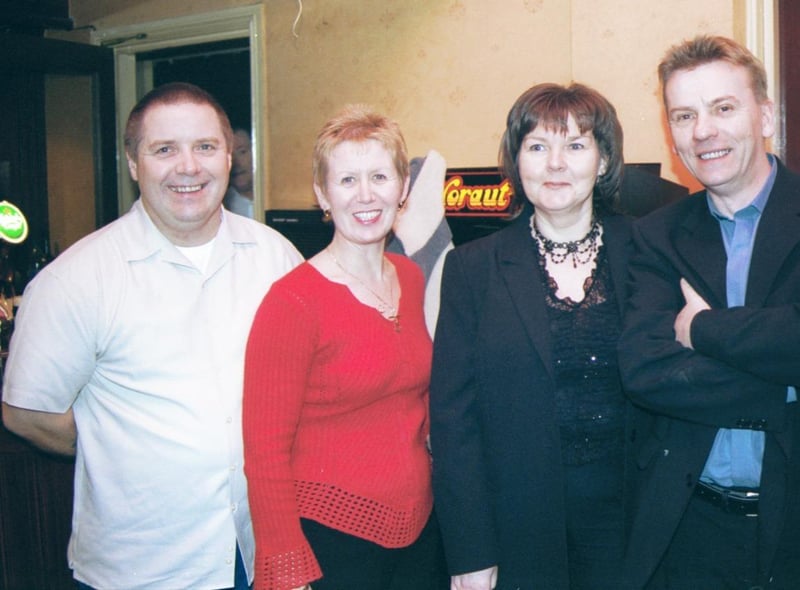 Pat and Patrick McCourt pictured with Ann and Eddie McDonagh at their 25th wedding anniversary party in the Crescent Bar. 160103S8:2003 Party Pics