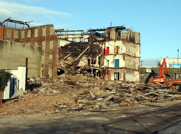 The demolition of Tillie & Hendersons, January 2003.