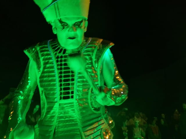The amazing colourful drum band Spark! performing during Derry Halloween 2024.