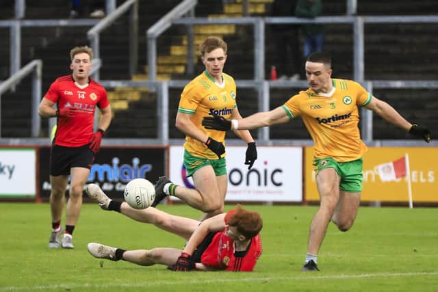 Desertmartin duo Dylan Ormsby and Ryan McEldowney in action in Sunday's McFeely Group Derry Club Intermediate Championship final. (Photo - Tom Heaney, nwpresspics)