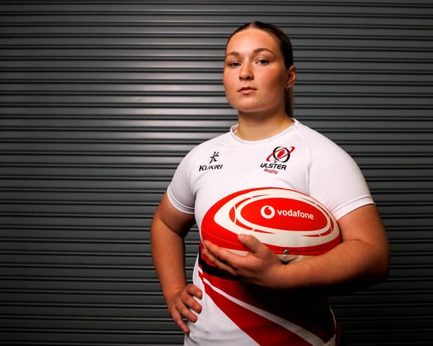 Ulster’s Sadhbh McGrath at the 2023 Vodafone Women's Interprovincial Rugby Championship launch in Dublin. (INPHO/Ben Brady)