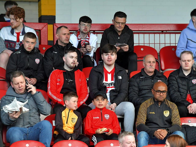 Fans at the Derry City versus St Patrick’s Athletic game on Friday night. DER2317GS-83