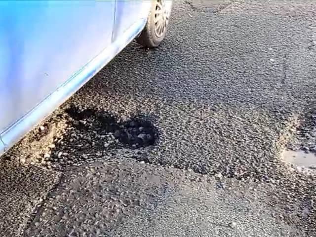 Potholes on Balliniska Road in the Springtown area of Derry.