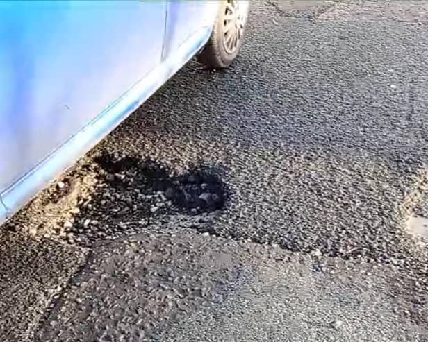 Potholes on Balliniska Road in the Springtown area of Derry.
