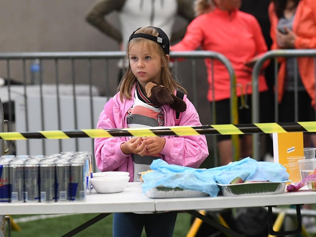 A young fan at the Hyrox Fitness Challenge held at Sean Dolans GAC on Saturday. Photograph: George Sweeney
