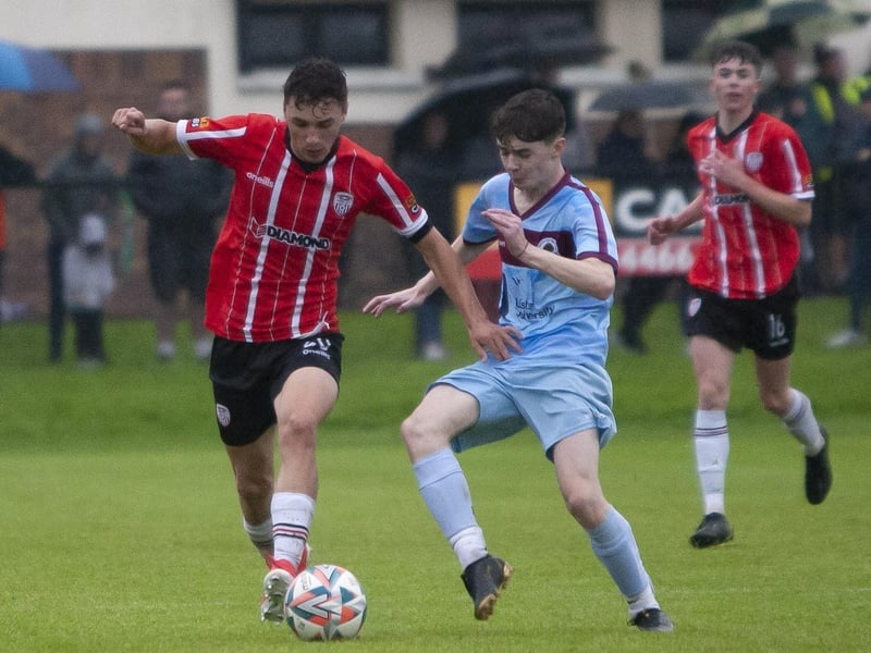 Action from Friday’s u-173 Foyle Cup  final between Derry City and Institute at Oakland Park, Derry (Photos: Jim McCafferty Photography)