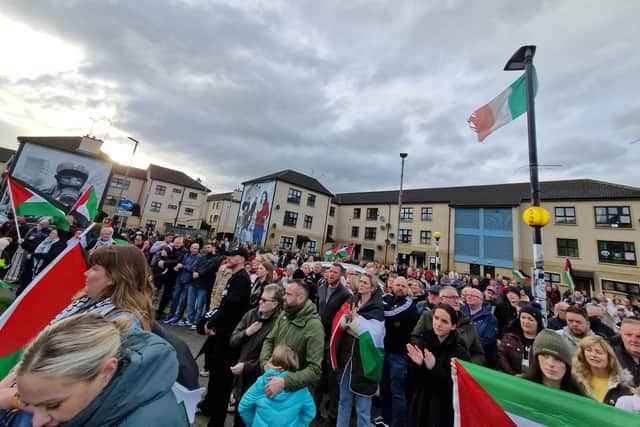 Some of the large attendance at the rally in Derry.