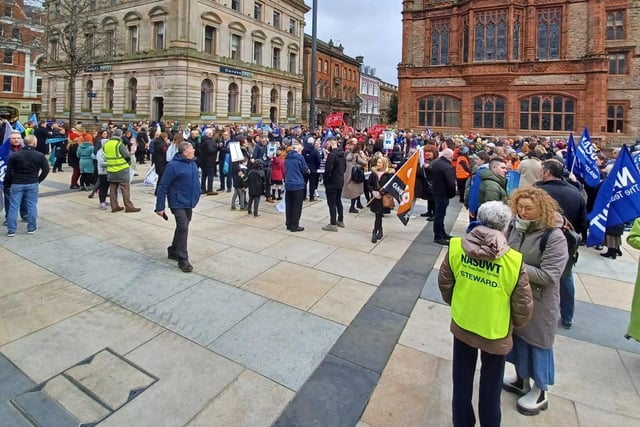 Guildhall Square was packed with trade unionists on Tuesday.