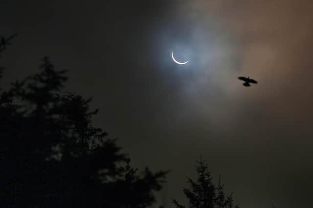 View of a solar eclipse from Killylane Reservoir, Larne, in 2015.