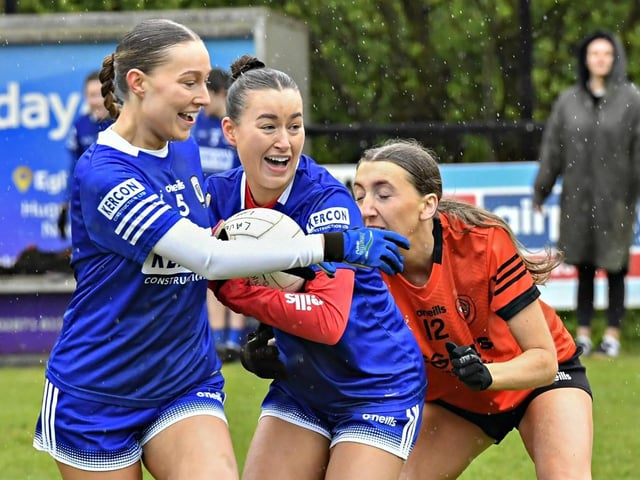 Claudy against Lave in the inaugural Charlene Griffiths Memorial 7s tournament held at Pairc Bhrid. Photo: George Sweeney