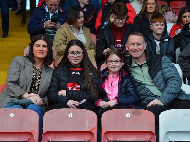Fans in Celtic Park on Sunday afternoon for Derry's National football League game against Mayo. Photo: George Sweeney