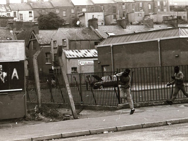 Scenes from the Bogside during rioting on August 12.