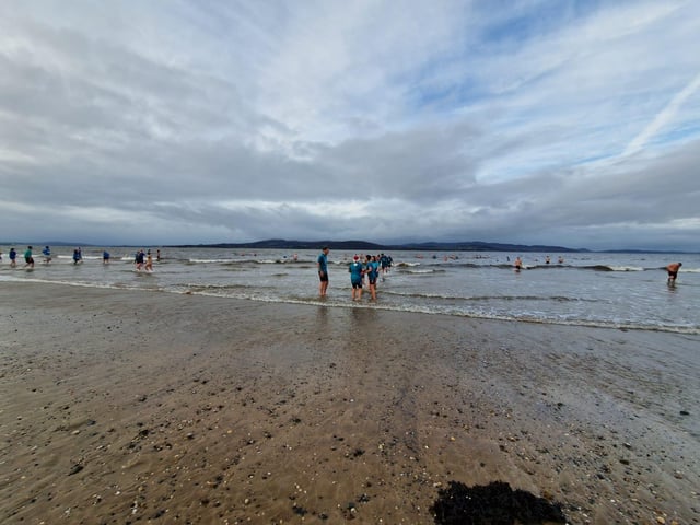 Christmas Day dippers at the annual swim at Ludden beach, Buncrana, County Donegal.