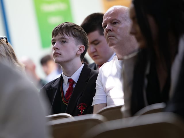 Students and parents attending the Year 12 Leavers Mass at St. Joseph's Boys School on Wednesday. : .