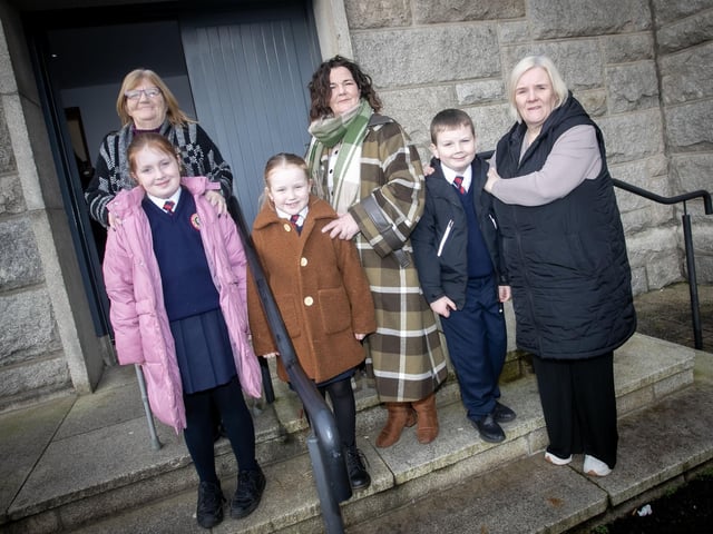 Some of the Holy Child PS pupils pictured with their grannies after Mass on Wednesday at St. Mary's Church. : .