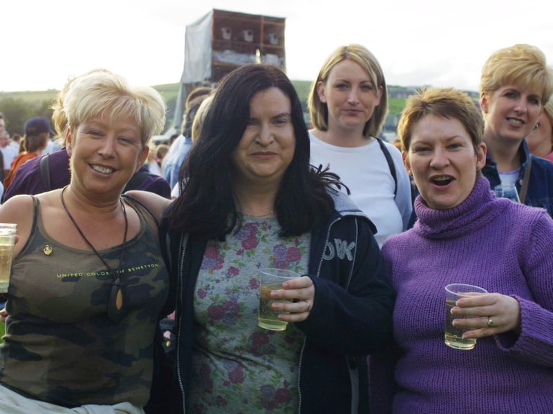 Admin staff from Altnagelvin Hospital savour the atmosphere as they await their idol Bryan Adams.(2808JB12)