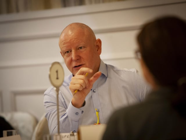 Gavin Killeen, managing director, Nuprint Technologies, taking part in one of the workshops.