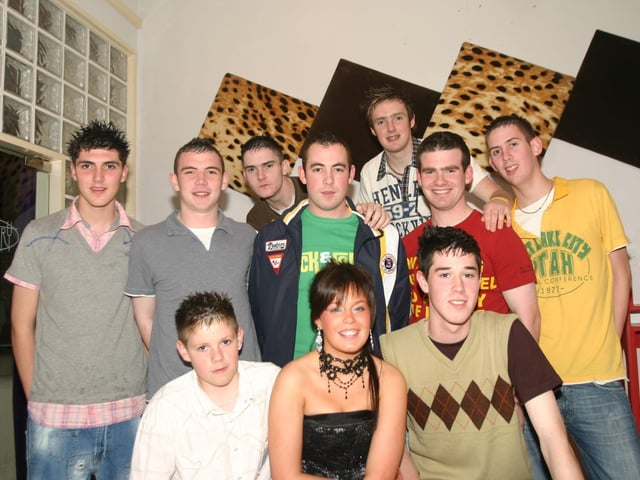 Shakira Kivlehan pictured with the boys Stuart, Shaughan, Daniel, Mickey, Steven, Gerard, Charlie, Joe and Paddy. 449/dd : Parties and celebrations November 2005: Shakira Kivlehan.