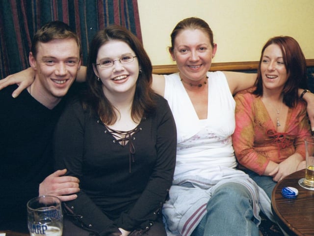 Enjoying the craic in the Argyle Arms were L/R:- James Cox, Rosie McGeough, Deborah Moore and Sharon Cox. 191202HG23