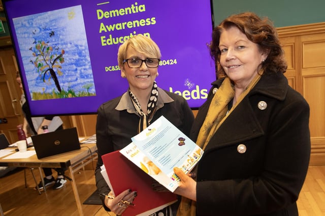 DEEDS Co-Ordinator Sinead Devine pictured with the Mayor, Patricia Logue before the start of Monday's Dementia Immersive Experience Tier 1 Programme at the Guildhall.