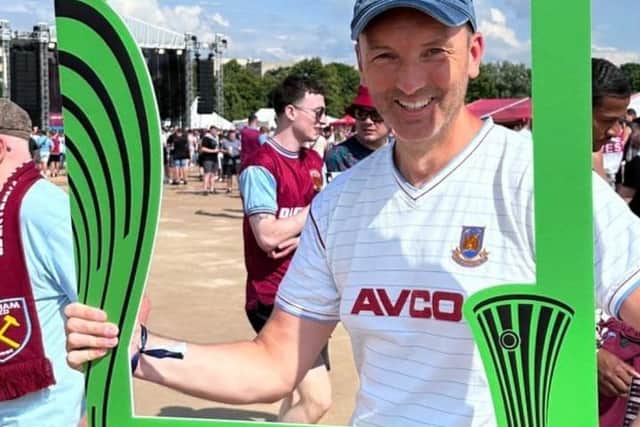 Derry man and avid West Ham fan Martin Clifford pictured before the UEFA Europa Conference League Final in Prague.