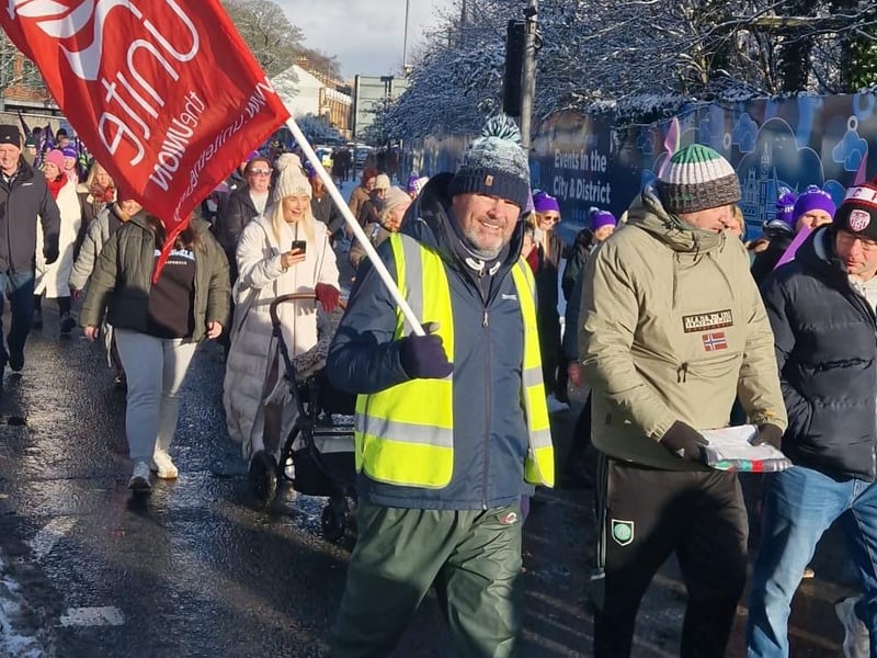 Striking public sector workers in Derry.