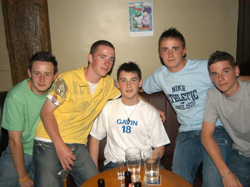Birthday Boy Gavin with friends Sean, Paul, Sean and Mark enjoying the party in the Dungloe. 0165/dd                                                      : .