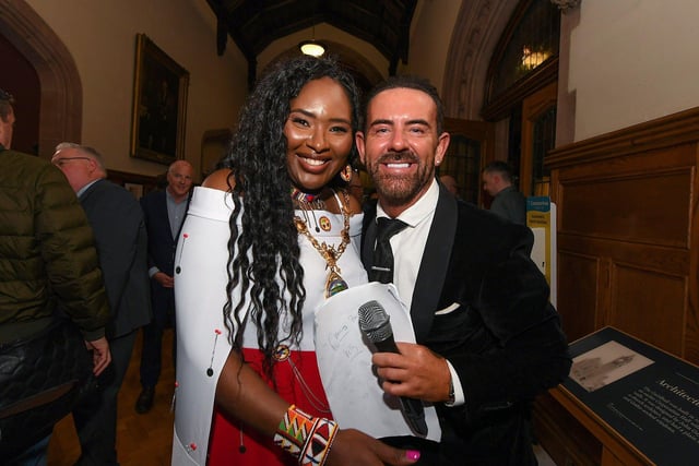 SDLP Colr Lilian Seenoi-Barr, newly elected mayor of Derry and Strabane, pictured Mickey Doherty at the Guildhall on Monday Evening. Photo: George Sweeney