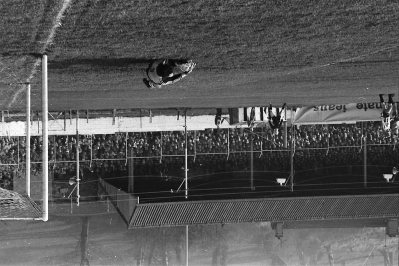 A Red Star attempt on Derry's goal at the Brandywell Road end.
