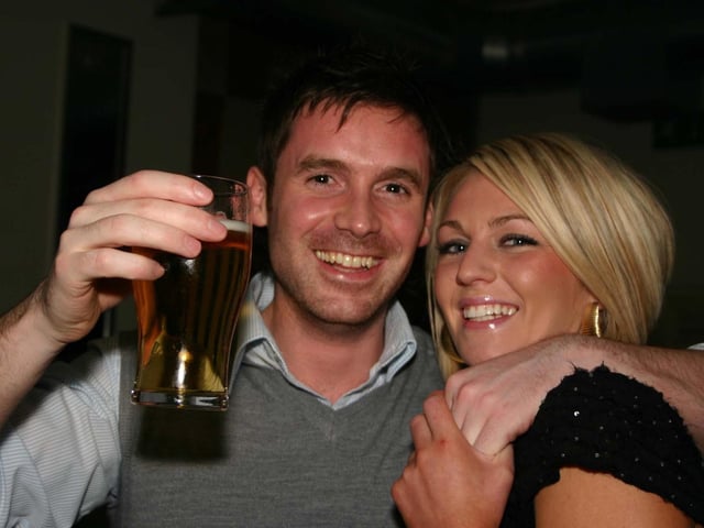 Cheers to Birthday Girl Ciaria Conway from enjoying the party in Bar Zu with Paul Doherty. 3496/dd : Parties in Derry in Spring 2006.