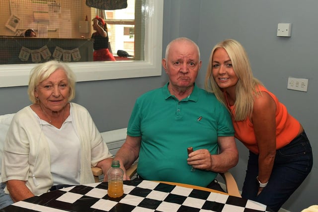 Pat Boyle, Bobby Boyle and Alison Harkin pictured at the 1950s party Berna held in the Oakleaves Care Centre, Racecourse Road on Thursday afternoon last. Photo: George Sweeney. DER2326GS – 32