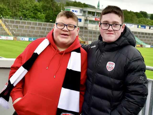 Derry City pictured before kick-off at Celtic Park.