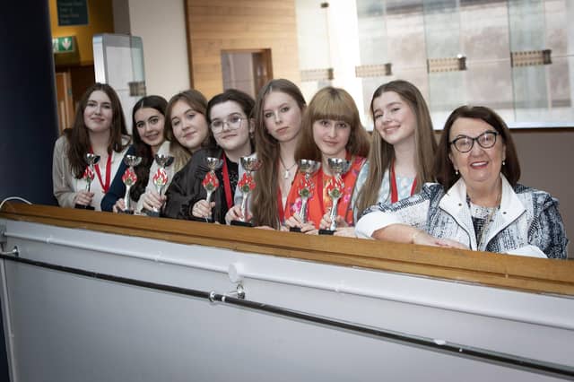 Mrs Biddle with some of her Year 12 young ladies. Included are Tabitha, Kate, Abigail , Emma, Kate, Evie and Willow. (Photos: JIm McCafferty Photography)