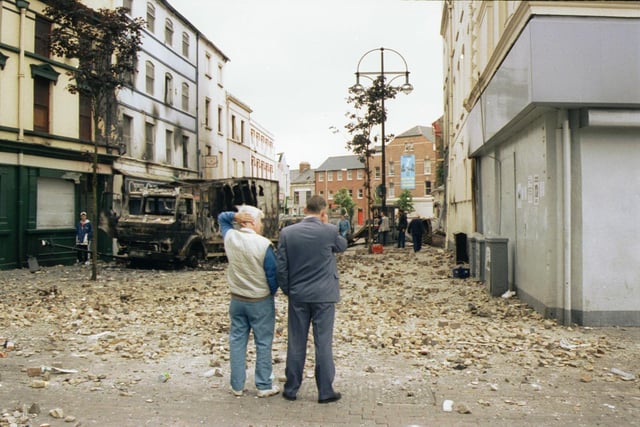 William Street pictured the day after rioting in 1997.