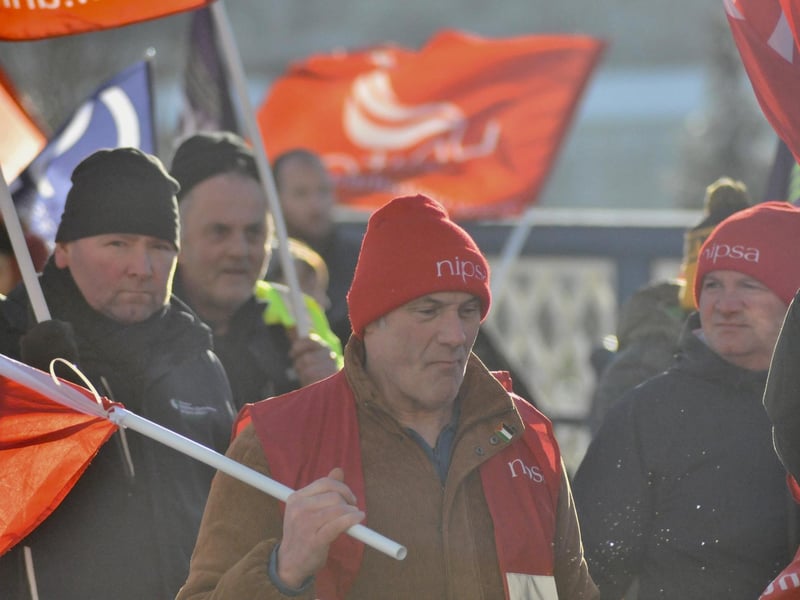 Striking public sector workers in Derry.