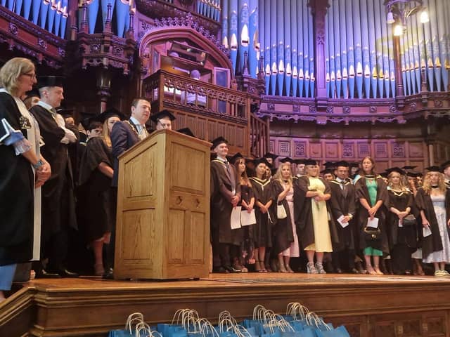 The Mayor of Derry City and Strabane District Council, Cllr Ruairí McHugh, has extended a heartfelt congratulations to the first graduates of Ulster University’s School of Medicine, following their historic graduation ceremony that took place at the Millennium Forum and the Guildhall on Monday.