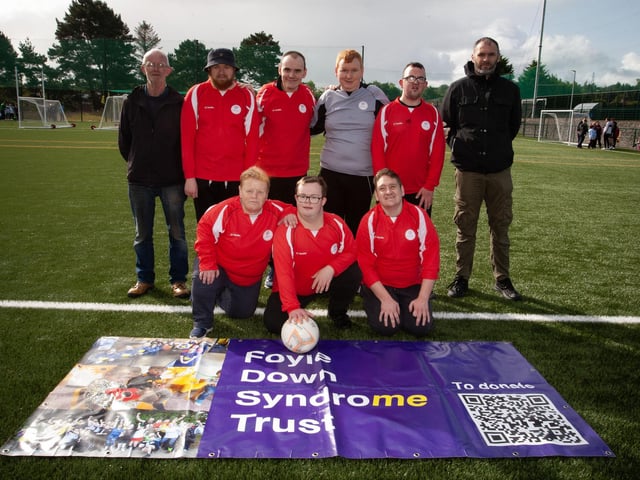 The New Horizons Partnership (Strabane) team which took part in Friday's Foyle Down Syndrome Trust's Peace Games at the Waterside Shared Village pitches. (Photos: Jim McCafferty Photography)