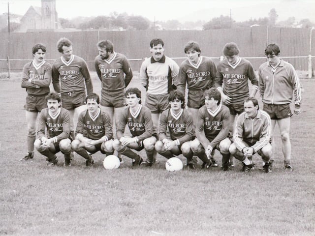 Footballers in 1985.