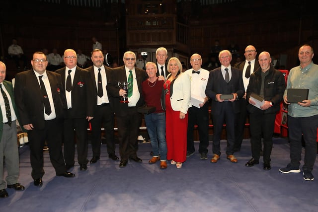 Mayor Sandra Duffy with officials and Special Award winners at the Ulster Elite Boxing Finals held in the Guildhall. (Photo - Tom Heaney, nwpresspics)