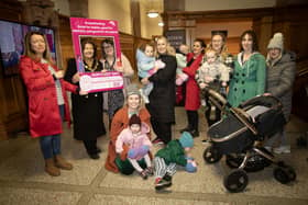 The Mayor of Derry City and Strabane District Council, Patricia Logue pictured with organisers, mums and babies from North West Baps at the Guildhall on Thursday morning to mark World Breastfeeding in Public Day. Photos: Jim McCafferty Photography