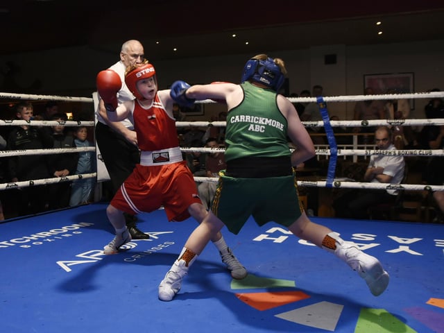 Boy 2 40kg contest involving Martin Whoriskey (St Joseph's) and Tom McDonagh (Carrickmore).
