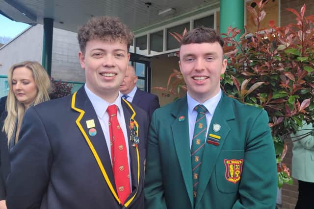 Thomas Patson and Jack McCorkle, head boys of Limavady High School and St Mary's College.