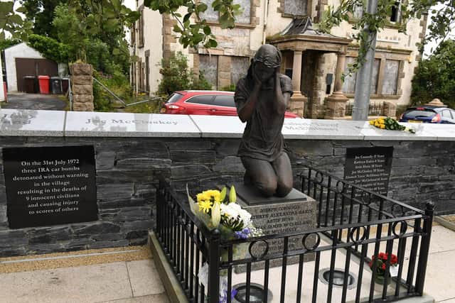 Memorial remembering those killed and injured in the Claudy car bombing on 31 July 1972. Photo: George Sweeney