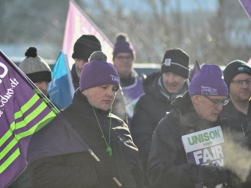 Striking public sector workers in Derry.