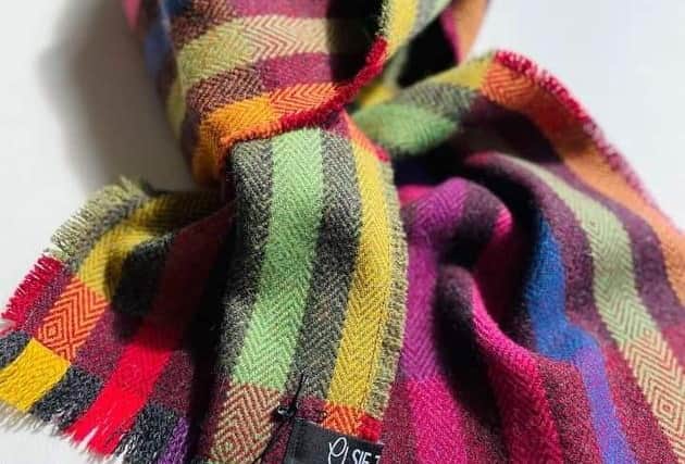 The rainbow scarf from Elsie Tweed.