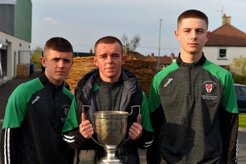 Members of St Joseph’s Boy’s School, recent winners of the Northern Ireland Under 16 Schools’ Cup. Photo: George Sweeney.  DER2318GS – 51