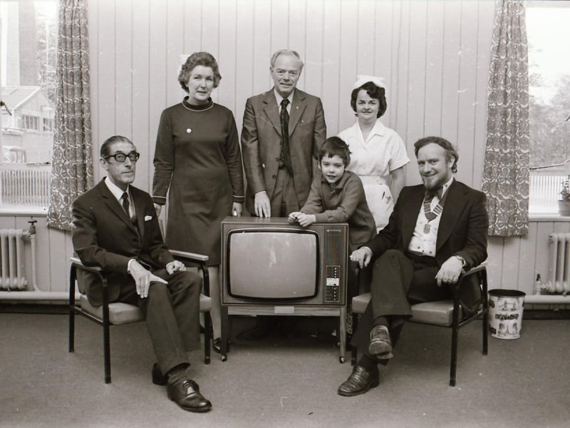Presentation of colour TV to Waterside Hospital by Lions Club.