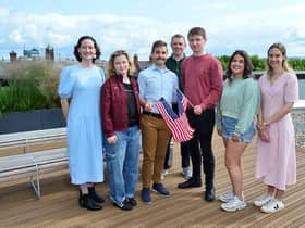 Co Derry students Brid Peoples, Dylan Copland, Leo Griffiths and Maeve McHugh are pictured with Dr. Erin Hinson, Study USA Student Support Advisor, Richard Leeman, Skills Division, Department for the Economy, Northern Ireland, and Claire Hamilton, Study USA Programme Manager, British Council, Northern Ireland.