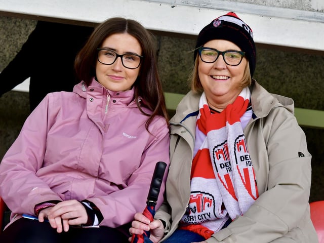 Derry City fans waiting patiently for kick-off at Celtic Park.